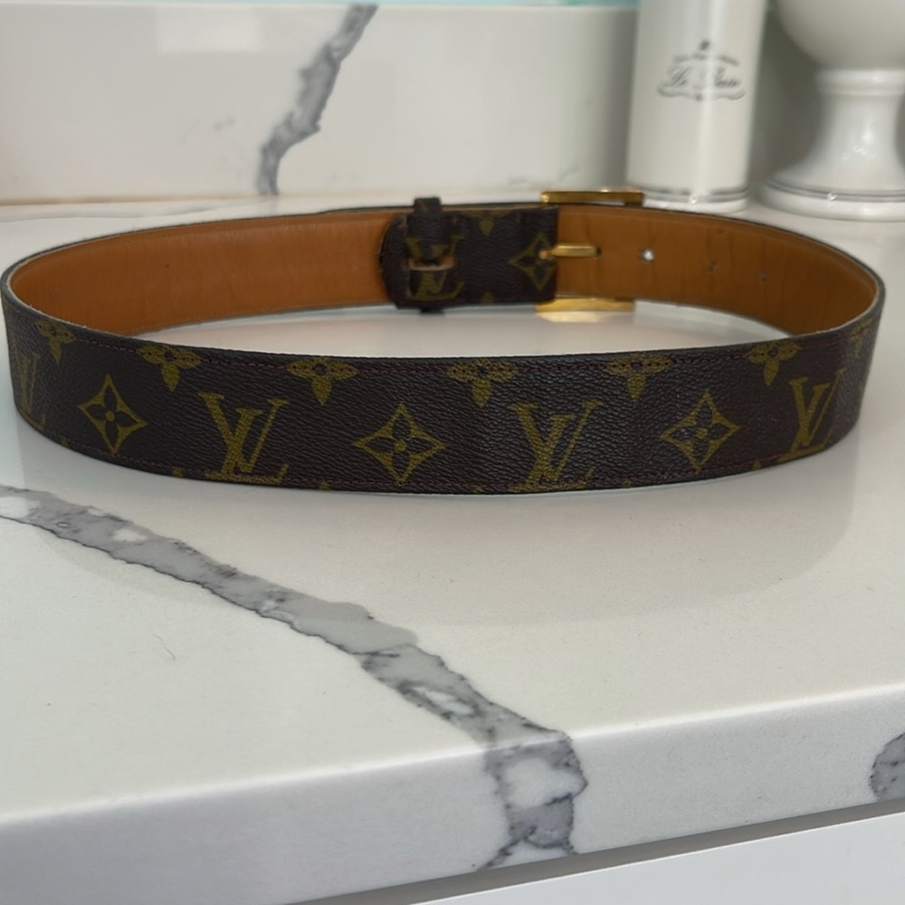 Louis Vuitton Vintage Brown and Gold Monogram Belt - Picture 7 of 11